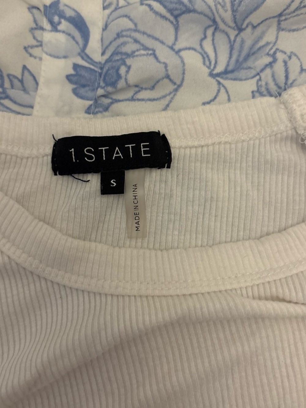 1.STATE Cream Ribbed Short Sleeve Tee - Picture 3 of 3